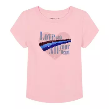 Футболка Nautica Little Girls Love With All Your Heart (4-6X), цвет Watermelon Heather Hb439