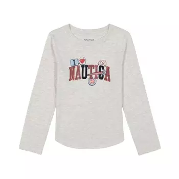 Футболка Nautica Little Girls с длинными рукавами и пайетками Emoji Anchor (4-6X), цвет Demitasse