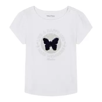 Футболка Nautica Little Girls «Живи счастливой жизнью» (4–6X), цвет Tin Grey