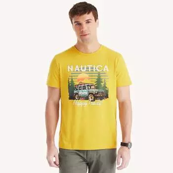 Футболка Nautica Mens Happy Trails с графическим принтом, цвет lightning gold pantone