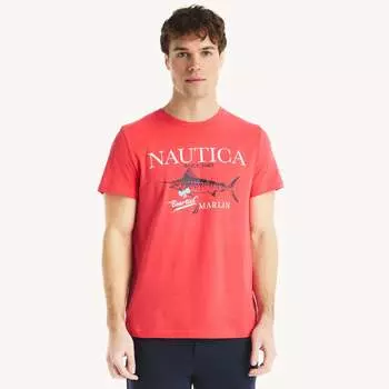 Футболка Nautica Mens Marlin с рисунком, цвет pepper red 18-1651