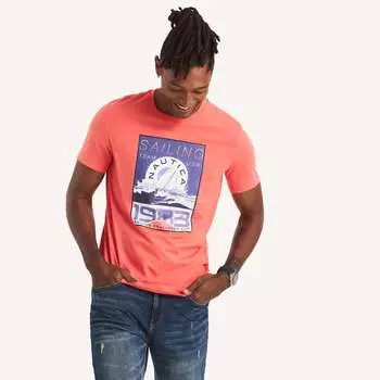 Футболка Nautica Mens Sailing Challenge с графическим принтом, цвет coral cruise