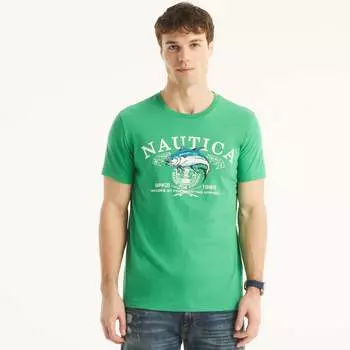Футболка Nautica Mens Sustainably Crafted Made For Fishing с графическим принтом, цвет fresh green