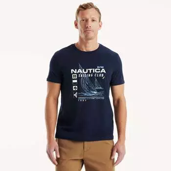 Футболка Nautica Mens Sustainably Crafted Nautica Sailing Club с графикой, цвет navy seas