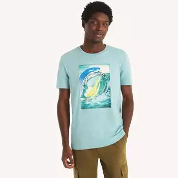 Футболка Nautica Mens Waves с графическим принтом, цвет dusty turquoise 16-5114