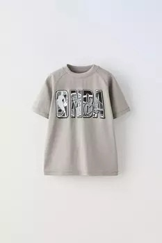 Футболка nba с рукавом реглан ZARA, серый