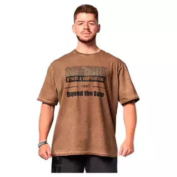 Футболка Nebbia Washed-off oversized heritage 355, коричневый