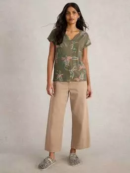 Футболка nelly birds White Stuff, зеленый/разноцветный