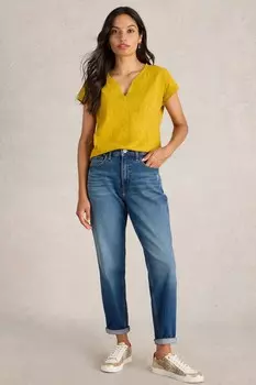 Футболка Nelly с вырезом надрезом из 100% органического хлопка White Stuff, желтый