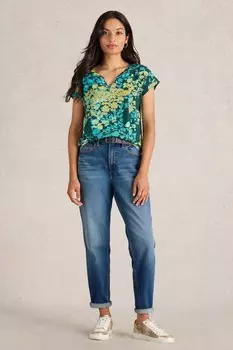 Футболка Nelly с вырезом надрезом из 100% органического хлопка White Stuff, зеленый