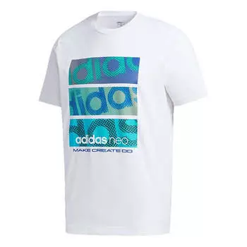 Футболка neo m fav tcns tee1 alphabet printing sports short sleeve white Adidas, белый