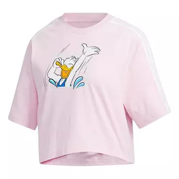 Футболка neo x disney crossover donald duck pattern sports short sleeve pink red Adidas, красный