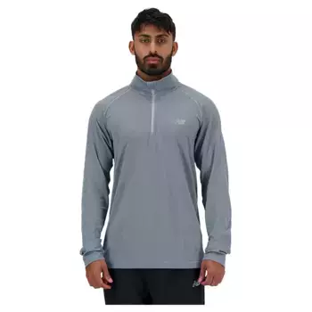 Футболка New Balance Mt41083 half zip long sleeve, серый