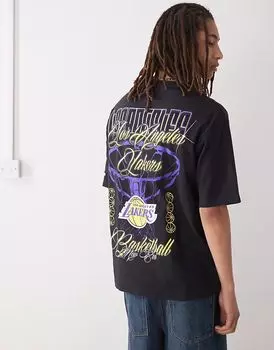 Футболка New Era LA Lakers с графическим принтом на спине черного цвета