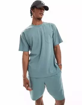 Футболка New Look с вафельным узором синего цвета