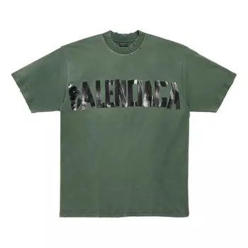 Футболка new tape type t-shirt medium fit 'dark green' Balenciaga, зеленый