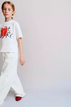Футболка new york apple ZARA, белый