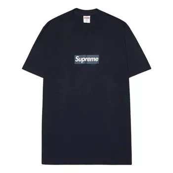 Футболка new york yankees box logo t-shirt 'black white' Supreme, черный