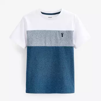 Футболка NEXT с цветными блоками для мальчиков 4–12 лет, цвет White Blue Navy