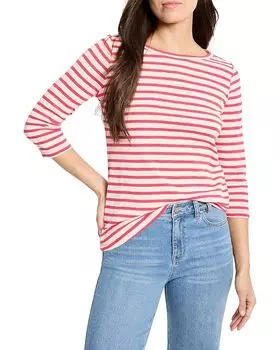Футболка NIC+ZOE 3/4 Sleeve Stripe Boat Tee, цвет Pink Multi 2