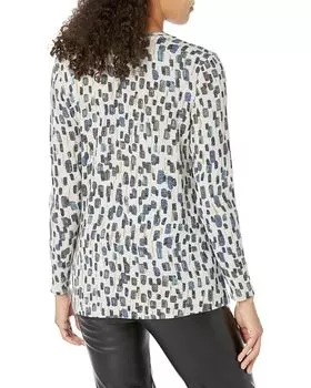 Футболка NIC+ZOE Abstract Blocks Long Sleeve V Tee, цвет Neutral Multi