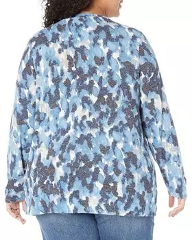 Футболка NIC+ZOE Plus Size Sweet Dreams Long Sleeve River Stone Tee, синий мульти