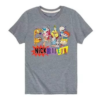 Футболка Nickelodeon All Stars "Nickelodeon" для мальчиков 8–20 лет в стиле 90-х годов Licensed Character, серый