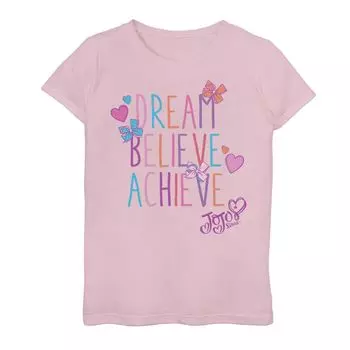 Футболка Nickelodeon JoJo Siwa для девочек 7–16 лет «Dream Believe Achieve» Licensed Character