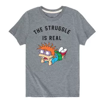 Футболка Nickelodeon Rugrats Chuckie Struggle для мальчиков 8–20 лет Licensed Character, серый