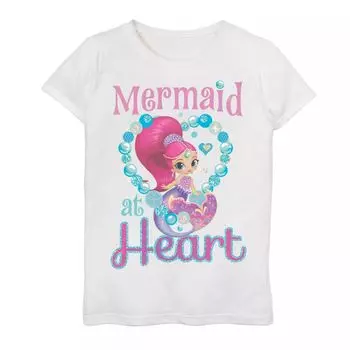 Футболка Nickelodeon Shimmer & Shine для девочек 7–16 лет с изображением мерцающего портрета «Русалка в сердце» Nickelodeon