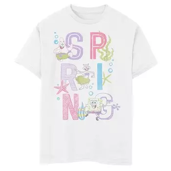 Футболка Nickelodeon Spongebob Squarepants для мальчиков 8–20 лет с графическим рисунком Ocean Spring Licensed Character, белый