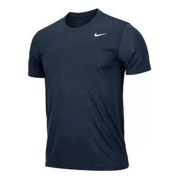 Футболка NIKE Solid Round Neck T-Shirt 'Dark Navy Blue', синий