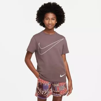 Футболка Nike Sportswear Big Swoosh для девочек, коричневый