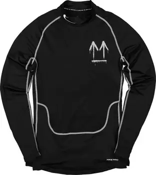 Футболка Nike x Off-White Pro Long-Sleeve T-Shirt 'Black', черный