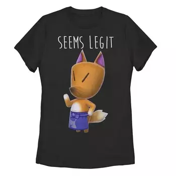 Футболка Nintendo Animal Crossing Redd The Fox для юниоров кажется законной Licensed Character, черный