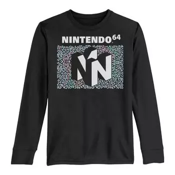 Футболка Nintendo Classic N64 Rainbow с принтом гепарда для мальчиков 8–20 лет и логотипом с длинными рукавами и графическим рисунком Licensed Character