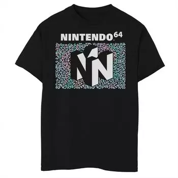 Футболка Nintendo Classic N64 с принтом гепарда и логотипом Rainbow для мальчиков 8–20 лет Licensed Character, черный