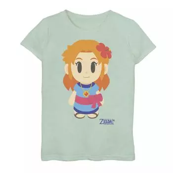Футболка Nintendo Legend Of Zelda Links Awakening Marin в стиле Аватара для девочек 7–16 лет с графическим рисунком и портретом Licensed Character, светло-зеленый