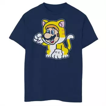 Футболка Nintendo Mario Cat развевающегося портрета для мальчиков 8–20 лет Licensed Character