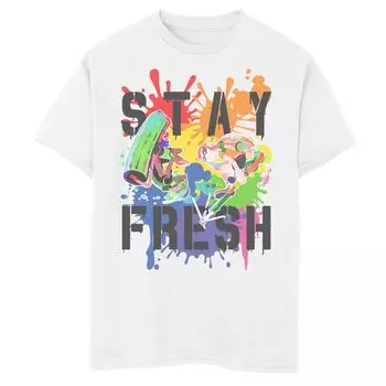 Футболка Nintendo Splatoon Pride Stay Fresh с рисунком Rainbow Paint Splat для мальчиков 8–20 лет Licensed Character, белый