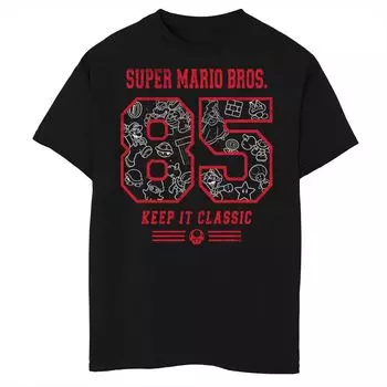Футболка Nintendo Super Mario 85 Keep It Classic с рисунком для мальчиков 8–20 лет Licensed Character, черный