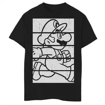 Футболка Nintendo Super Mario Block Panel с декоративным контуром и графическим рисунком для мальчиков 8–20 лет Licensed Character