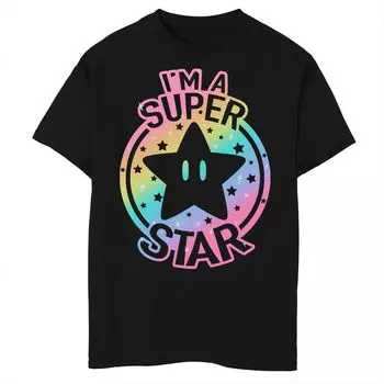 Футболка Nintendo Super Mario Pride I'm A Super Star с радужным градиентом для мальчиков 8–20 лет Licensed Character, черный
