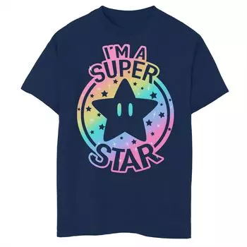Футболка Nintendo Super Mario Pride I'm A Super Star с радужным градиентом для мальчиков 8–20 лет Licensed Character, синий