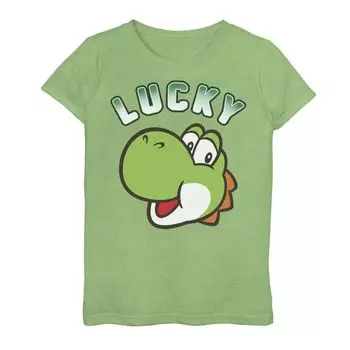 Футболка Nintendo Super Mario St. Patty's Lucky Yoshi Head Shot для девочек 4–16 лет Licensed Character