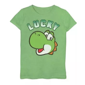 Футболка Nintendo Super Mario St Patty's Lucky Yoshi Head Shot для девочек 7–16 лет Licensed Character