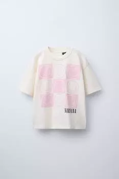 Футболка nirvana ZARA, экрю