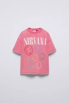 Футболка nirvana ZARA, розовый