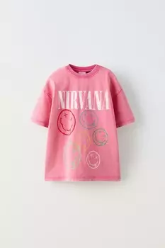 Футболка nirvana ZARA, розовый