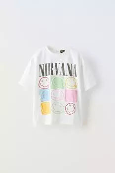 Футболка нирвана ZARA, белый